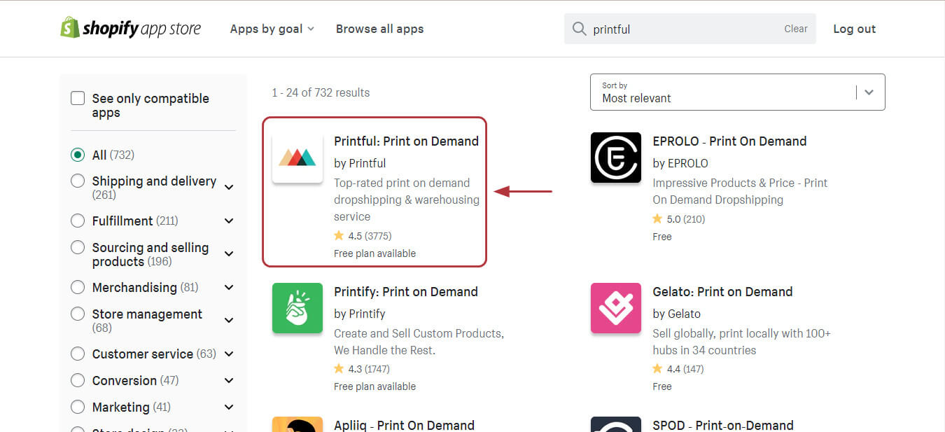 You can add Printful to the print on demand websites.