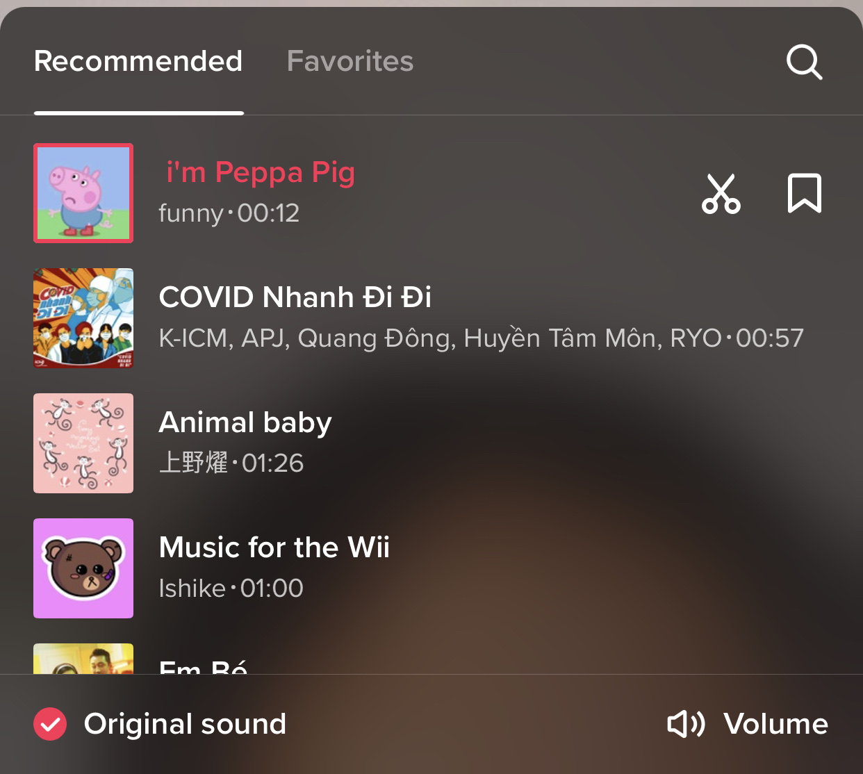 Recommended sounds on TikTok