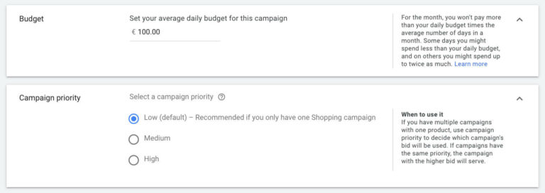 Set campaign priority in Google Ads