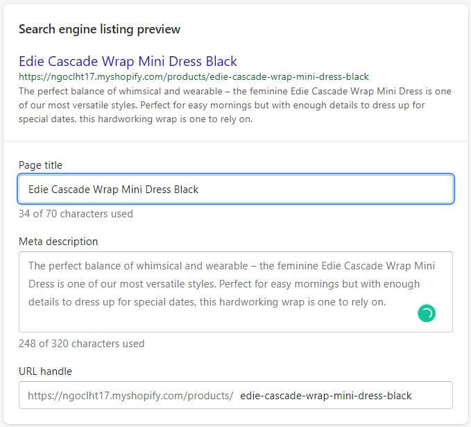 Shopify SEO editing