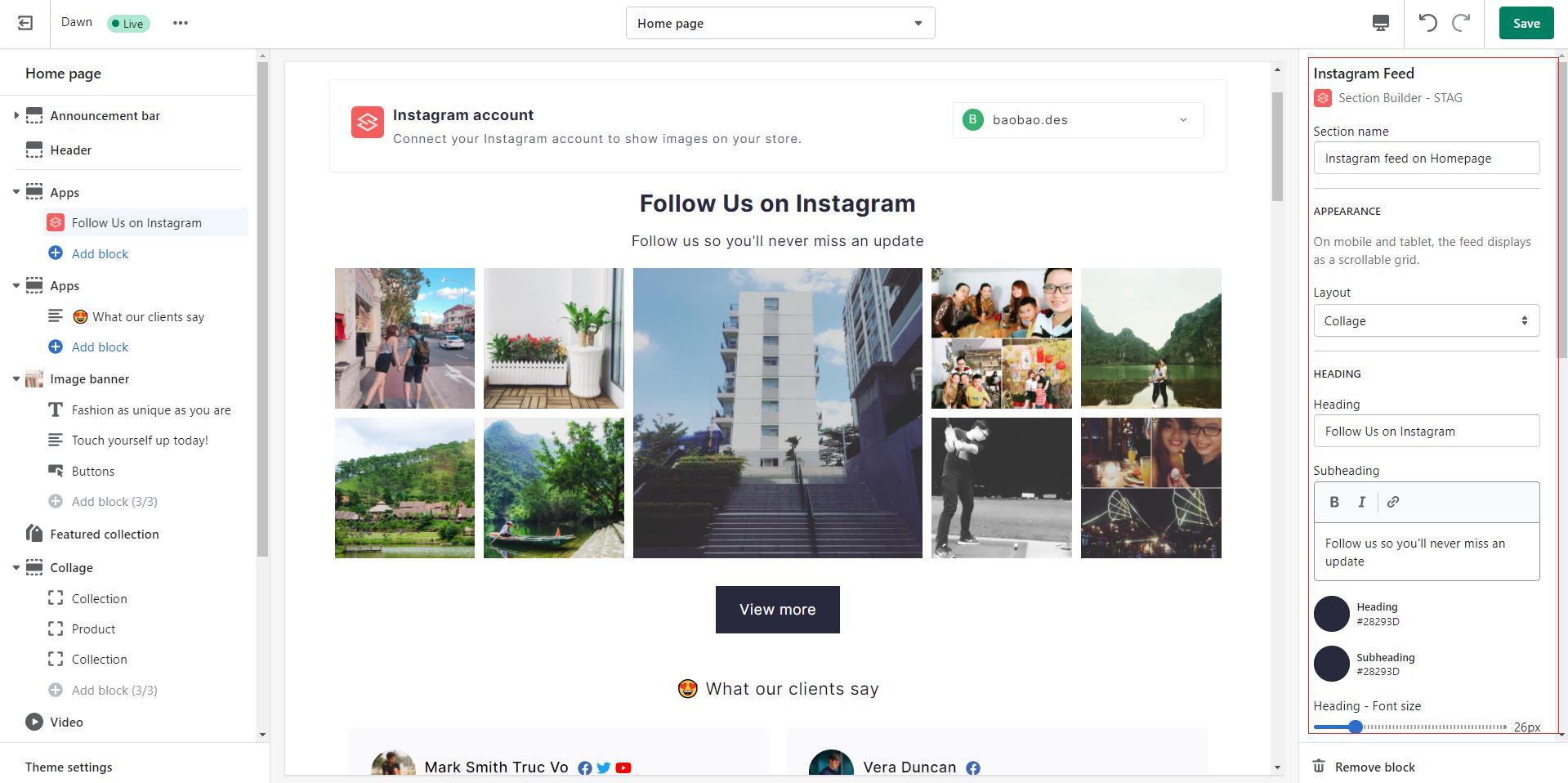 configure your instagram feed