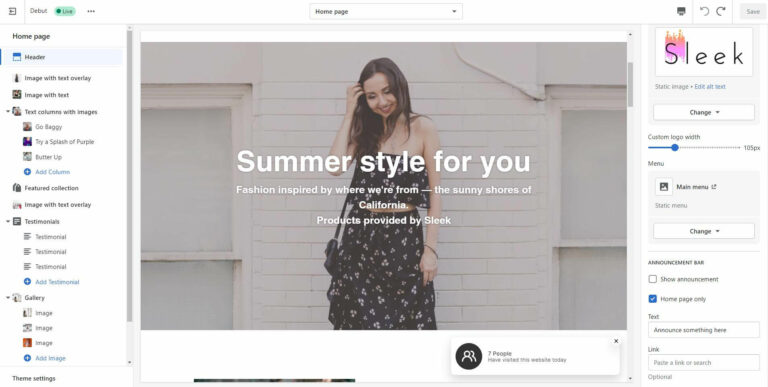 Your Shopify theme editing interface will look like this