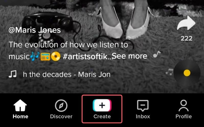You can search for your TikTok filter using the Discover icon.