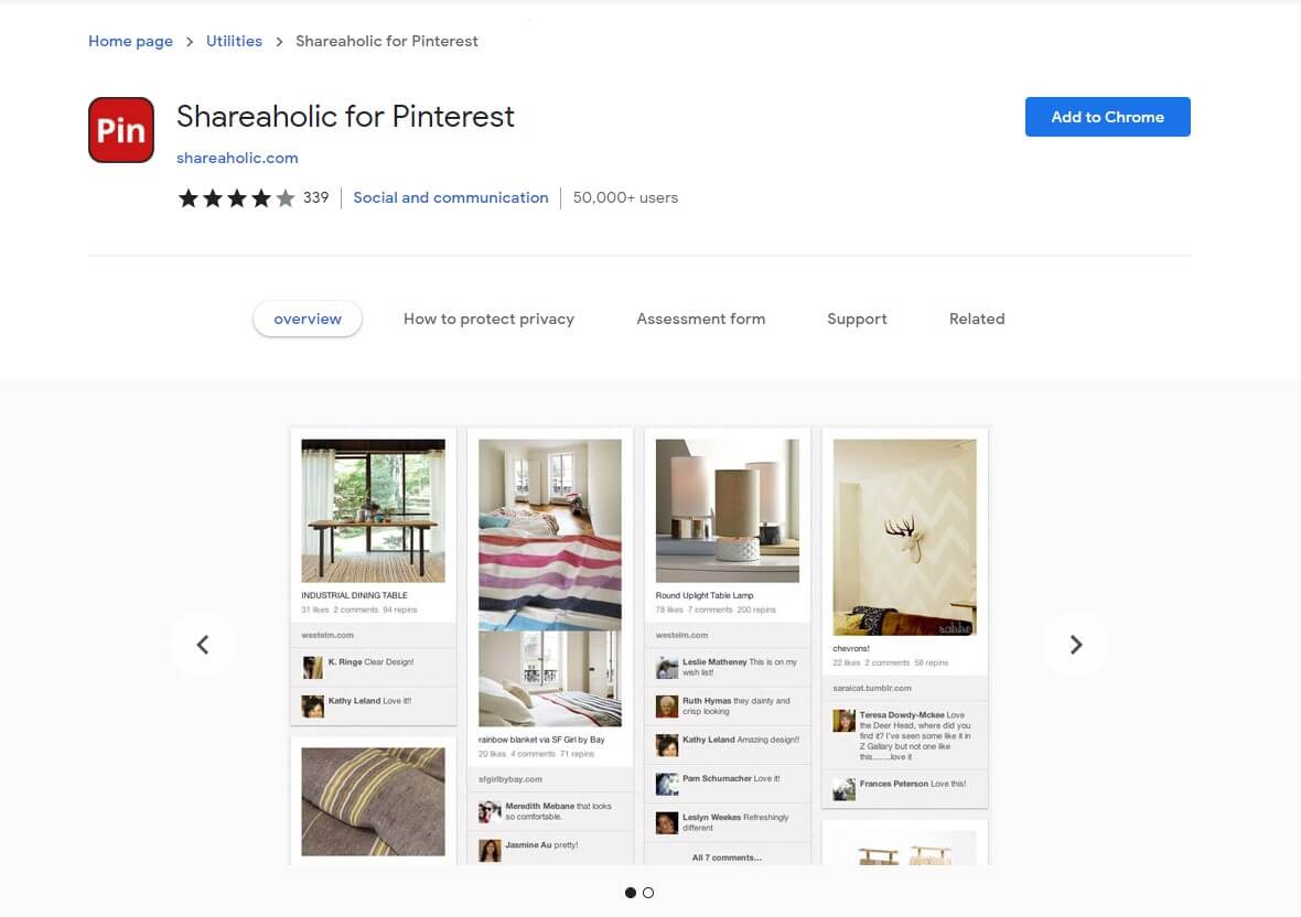 pinterest chrome extension - Onecommerce