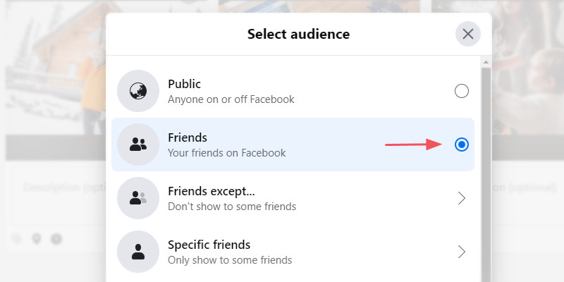The privacy settings will automatically be set for your Facebook pictures