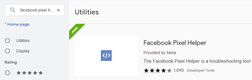 Type “Facebook Pixel Helper” into the “Shop Search” bar and click on the first result