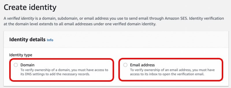 Choosing your Identity type to verify your email address. 