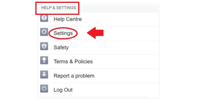 When scrolling down to “Help and Settings” you need to click on Setting options
