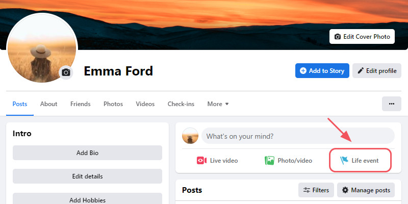 You can add life events to the Facebook timeline