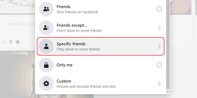 You can select the "Except Friends" or "Specific Friends" options