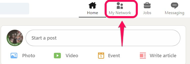 Click “My Network” to view your connections