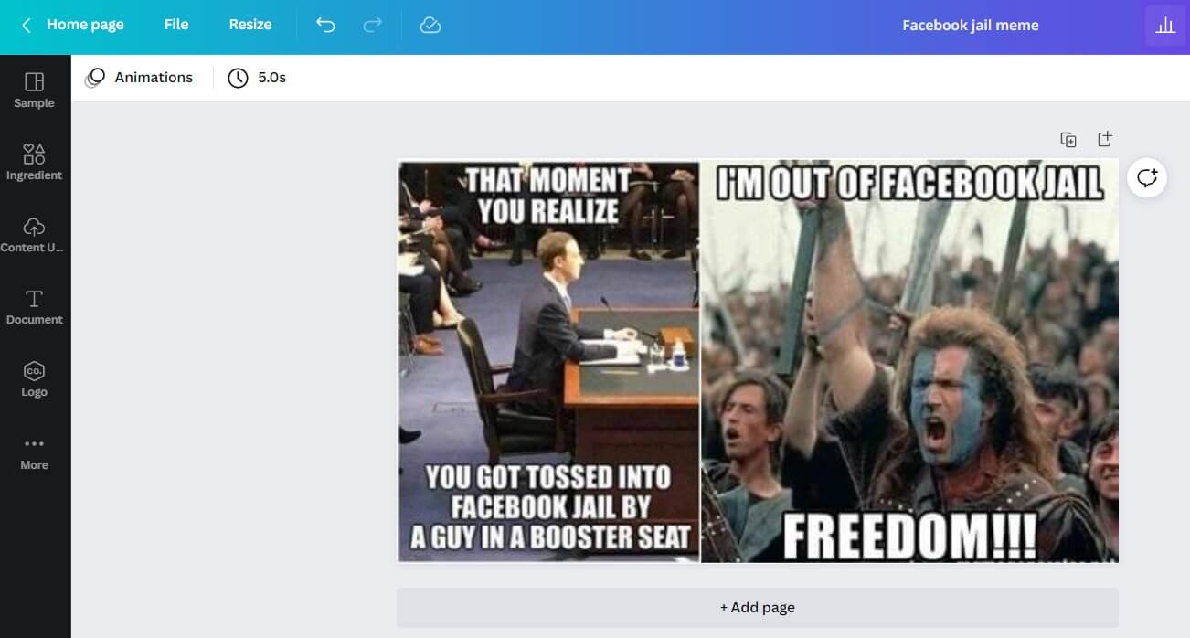 Canva is a fantastic free online tool that also serves as a Facebook meme generator