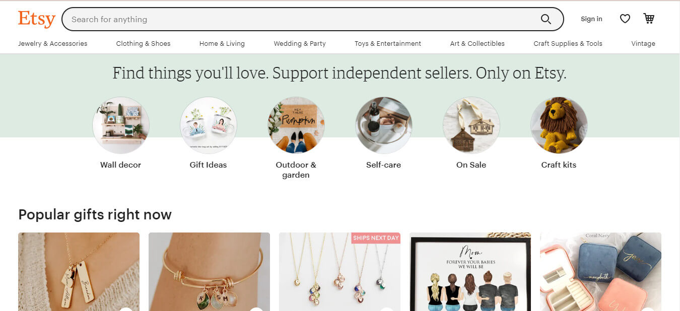 Etsy is a global online marketplace where people can create, sell, and buy items.