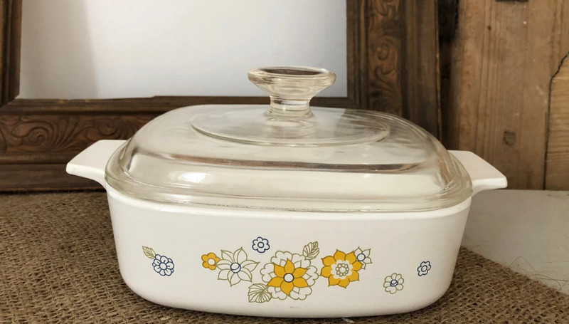 Vintage Corning Ware Floral Bouquet Saucepan With Lid 1 Litre Capacity FBA 1 1970s