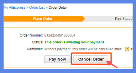 Click in the “Cancel order” button to cancel buying if you still not complete the payment