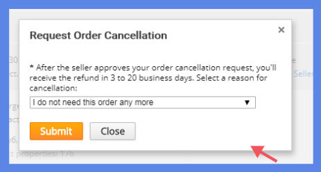"I ordered the wrong item" is the suggestion reason for your cancellation