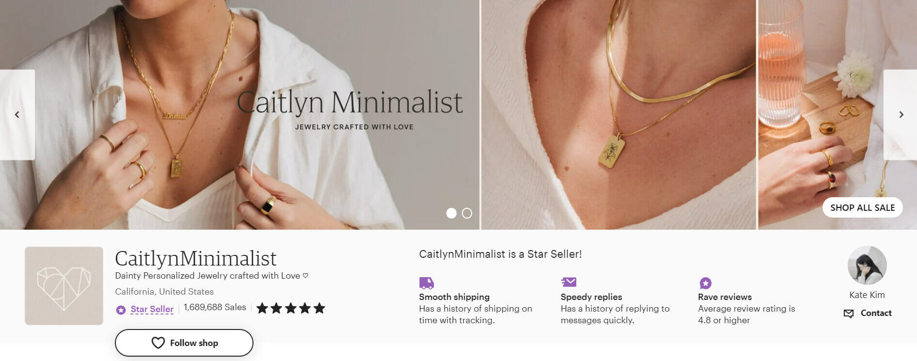 CaitlynMinimalist shows off the store's most popular personalized jewelry pieces