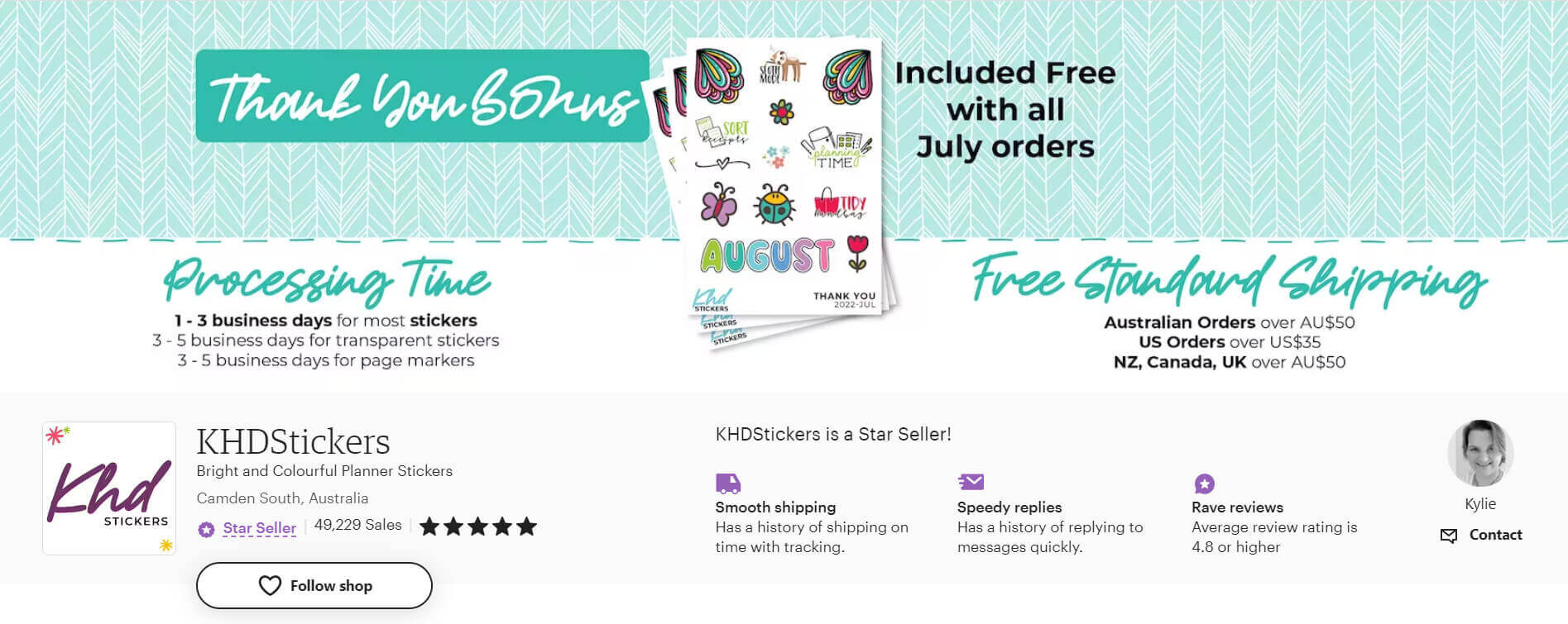 Adding free gifts to your Etsy banner can really attract your customers