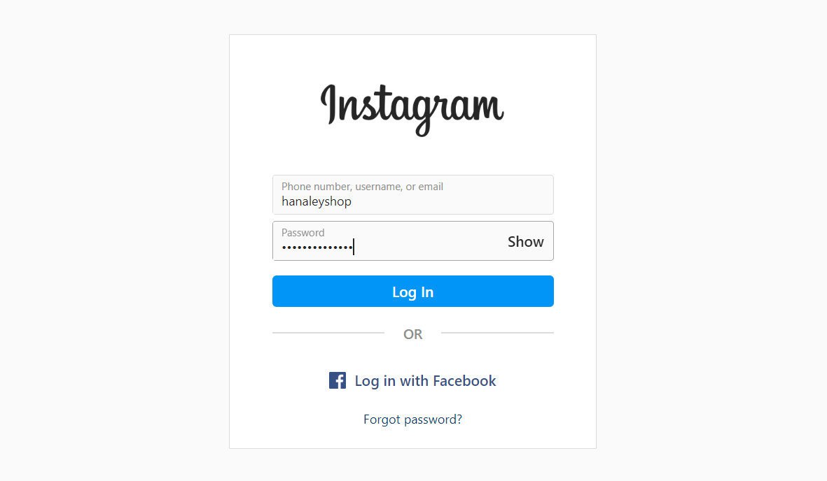 Log in to your Instagram account
