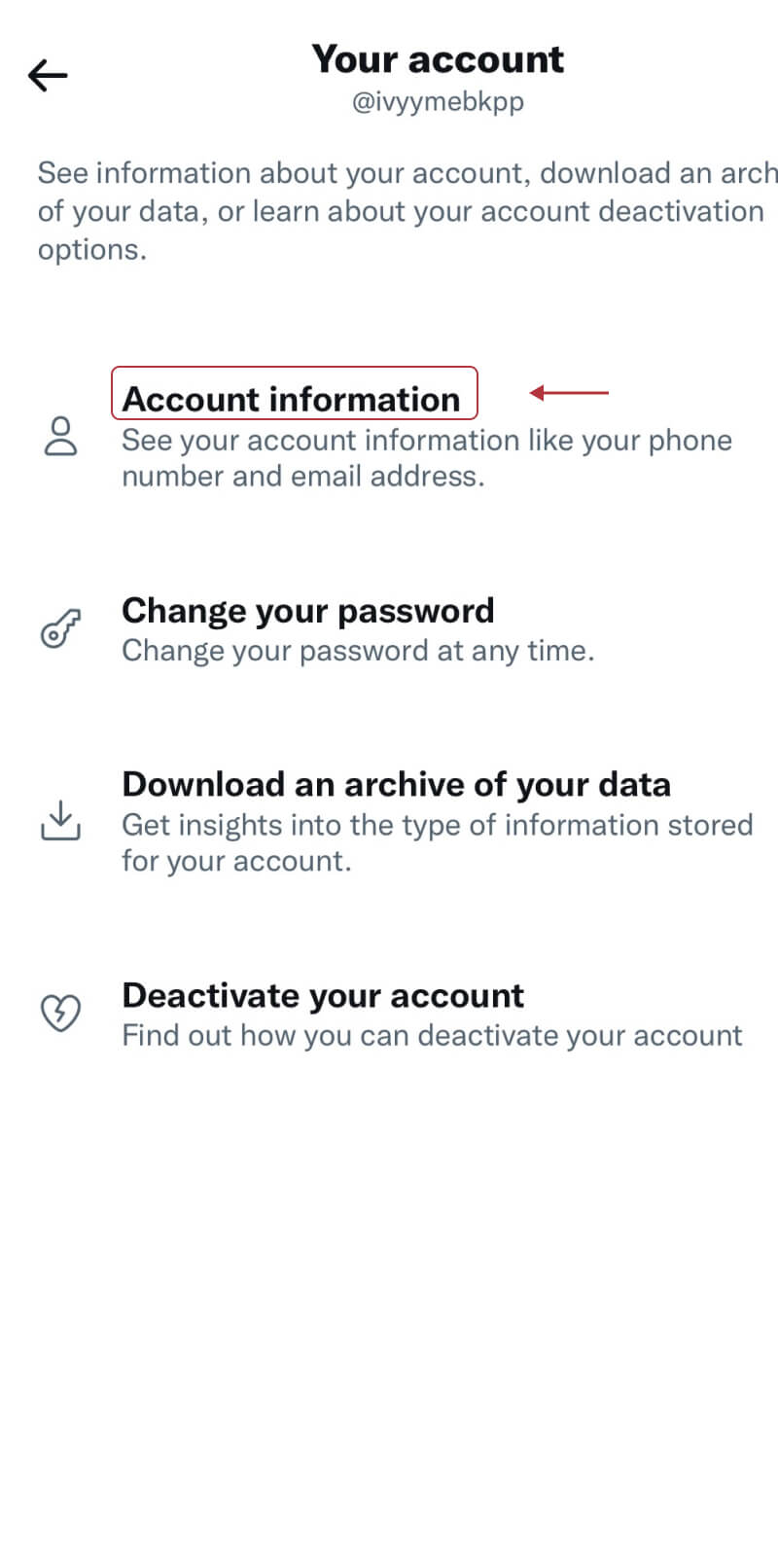 Tap the “Account information” 