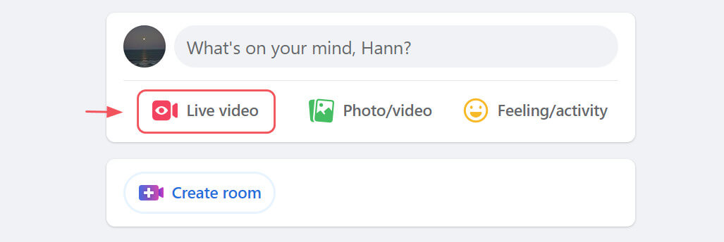 Click “Live video” below the “What’s on your mind” box