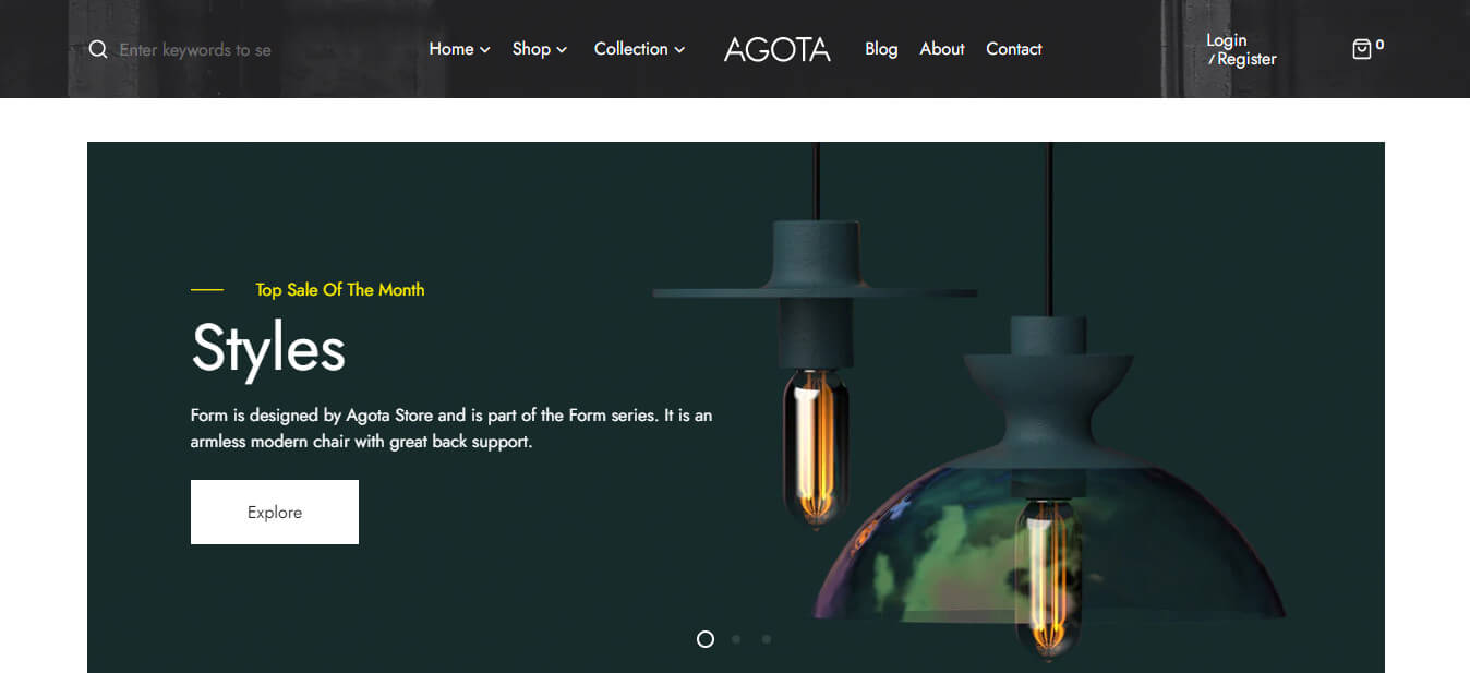 Agota is a Shopify subscription theme that is specially designed for furniture sales.