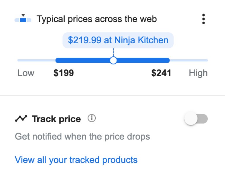 Google Shopping alert price set up