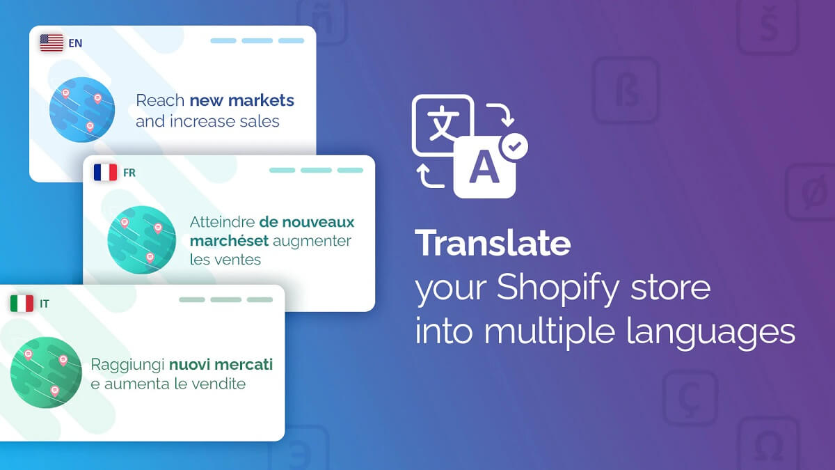 Translation Lab AI Translate combines a digital aesthetic with technical, Shopify-specific expertise and Shopify's new multi-language functionality