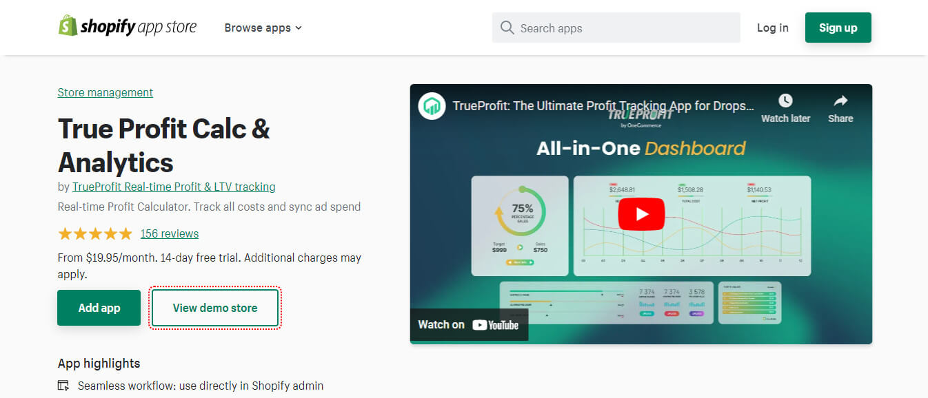 True Profit Calc & Analytics by OneCommerce is the first app we want to introduce to you
