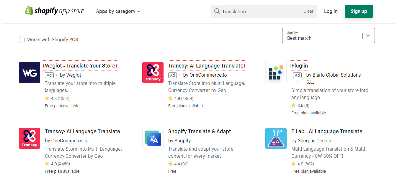 Transcy is ranking at the top 1 in the “translation” search term. 