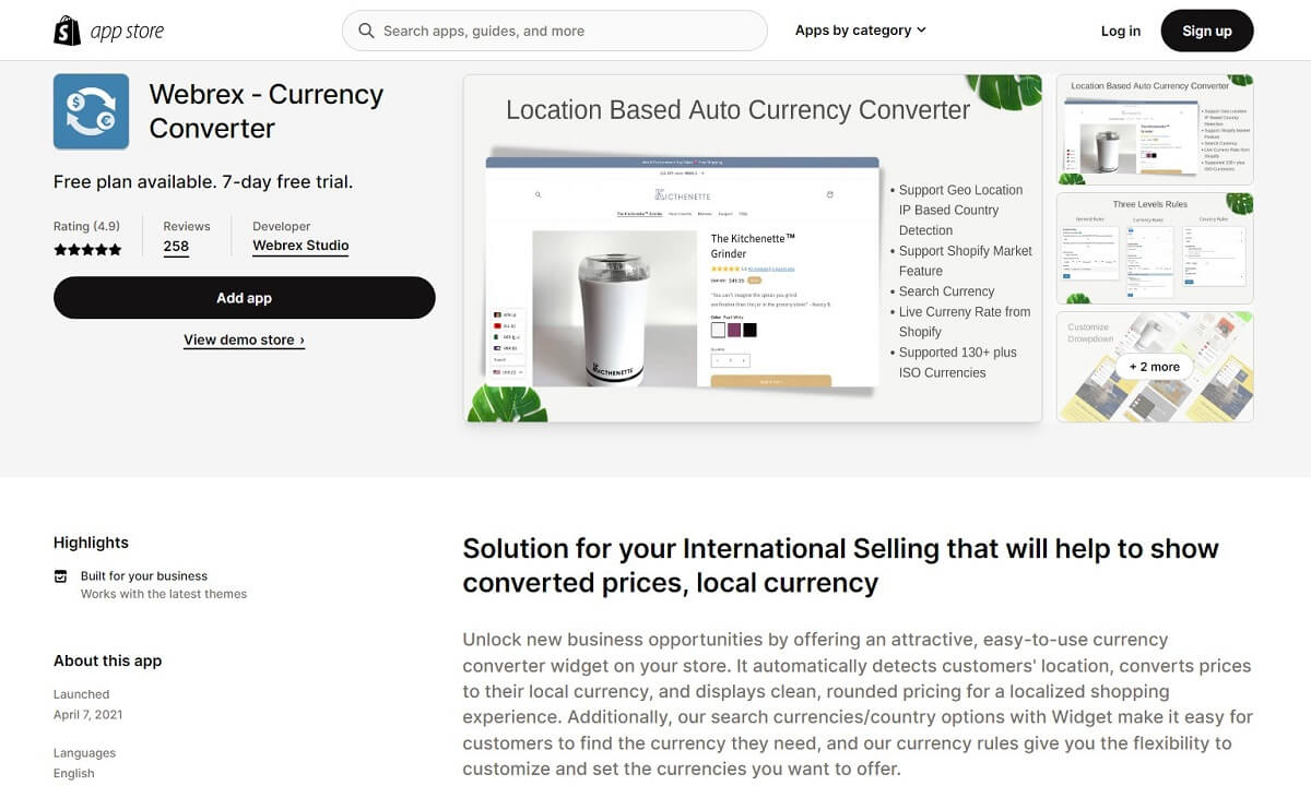 Currency Converter & Switcher from Webrex Studio was made available with the goal of assisting small businesses