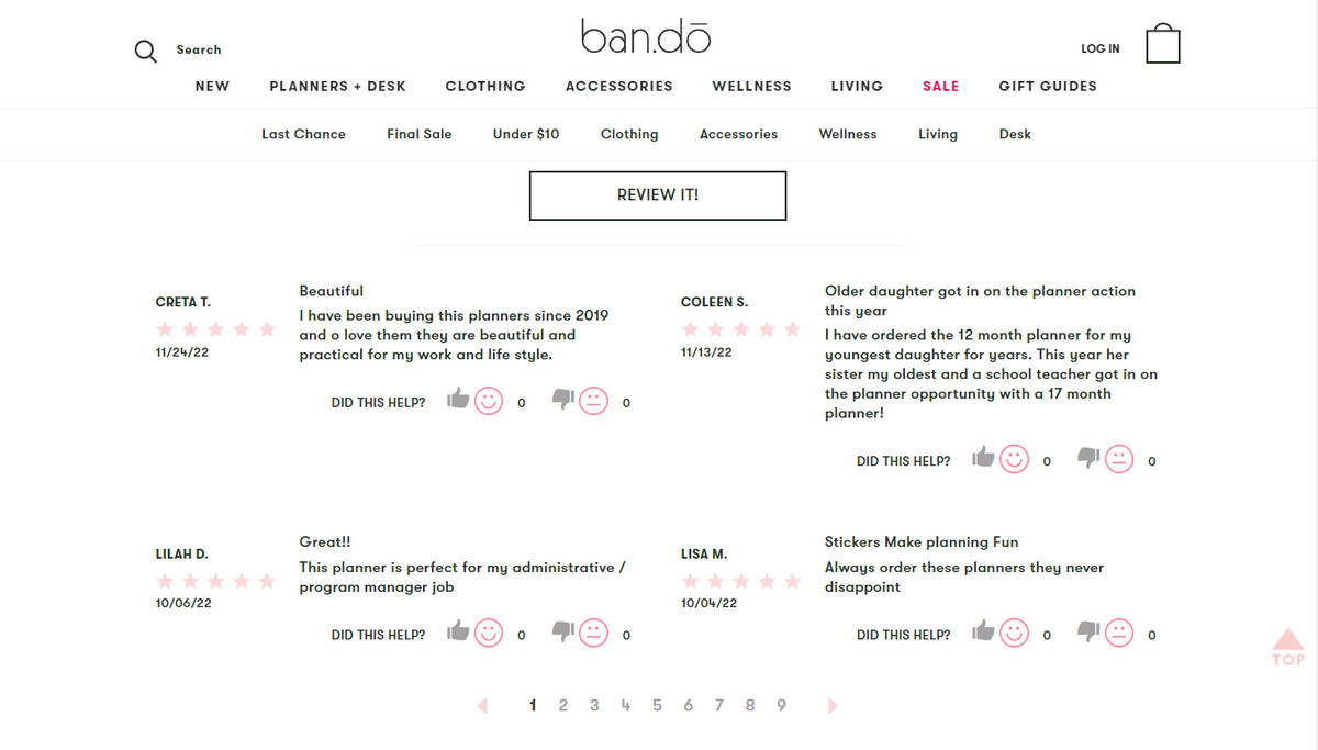 Ban.do provides great product review examples for eCommerce