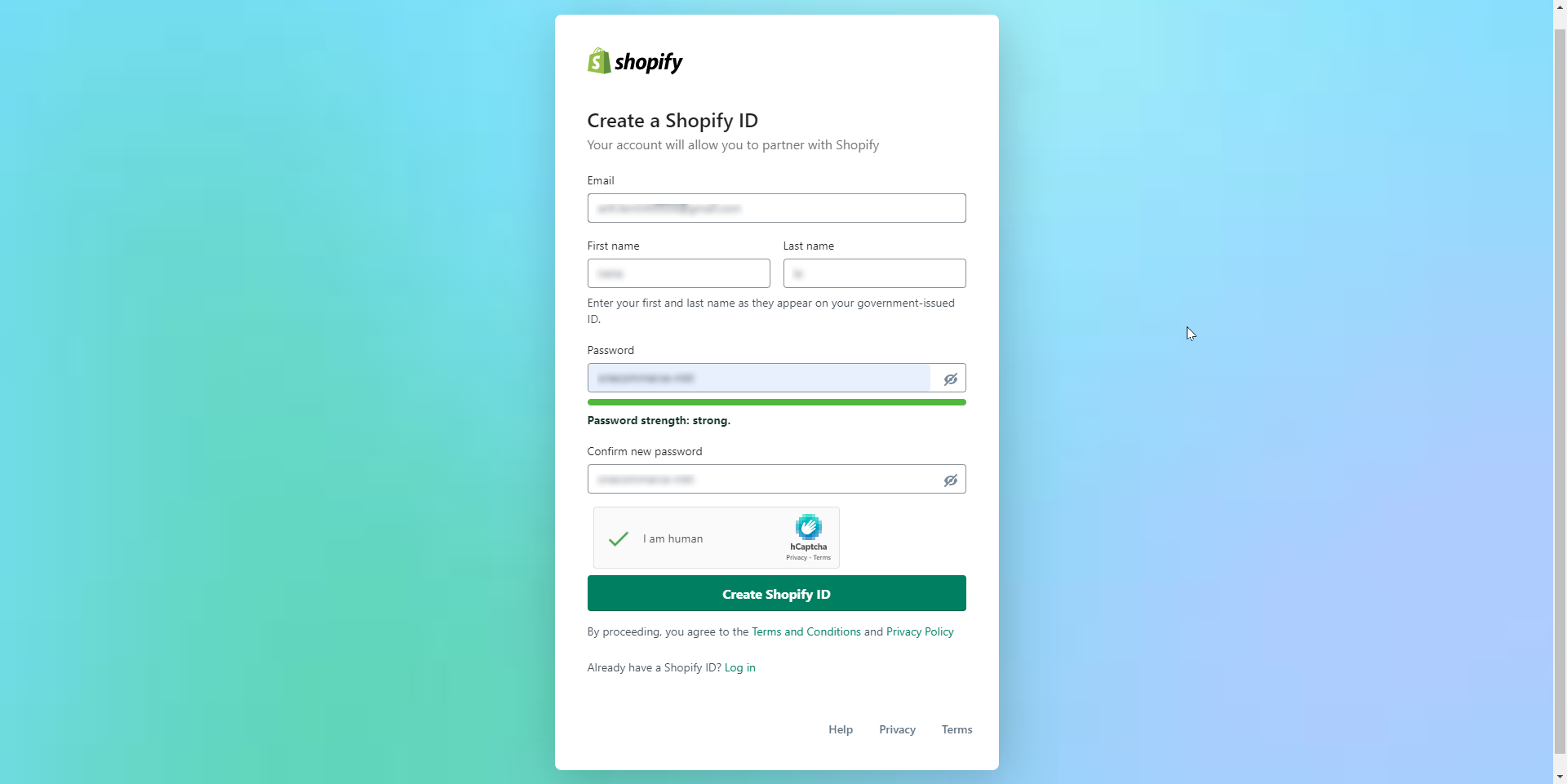 create a shopify id