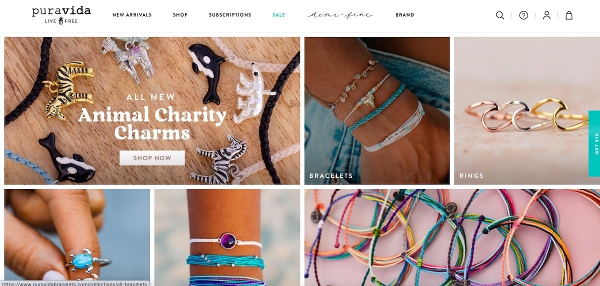 Shopify stores Pura Vida Bracelets