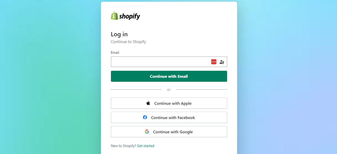 Log in to your Shopify account