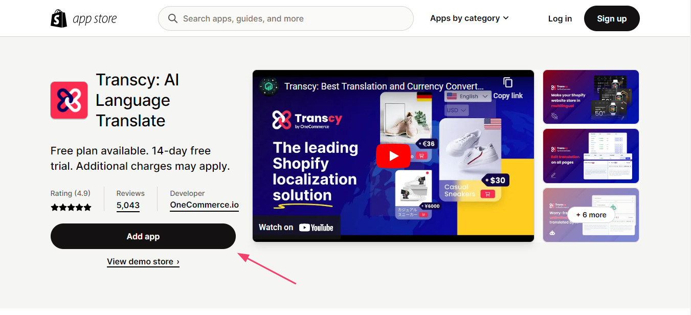 install transcy to your shopify store