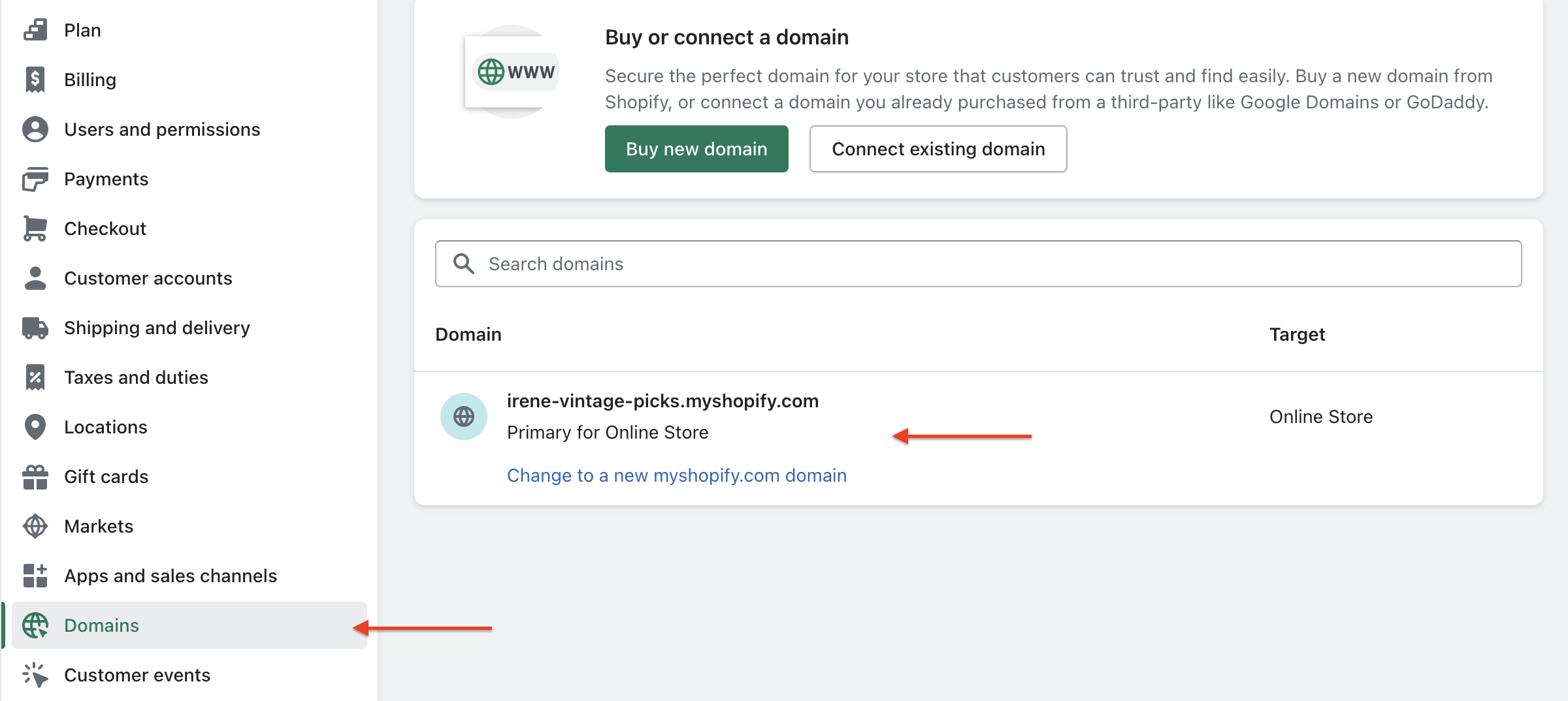 discontinue using shopify domain before cancelling shopify subscription