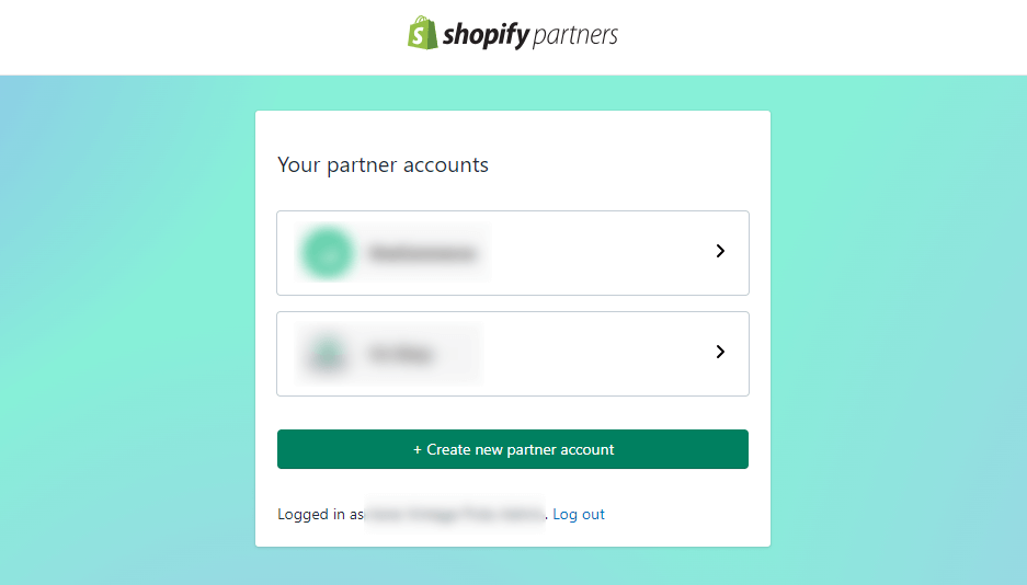 select shopify partners account