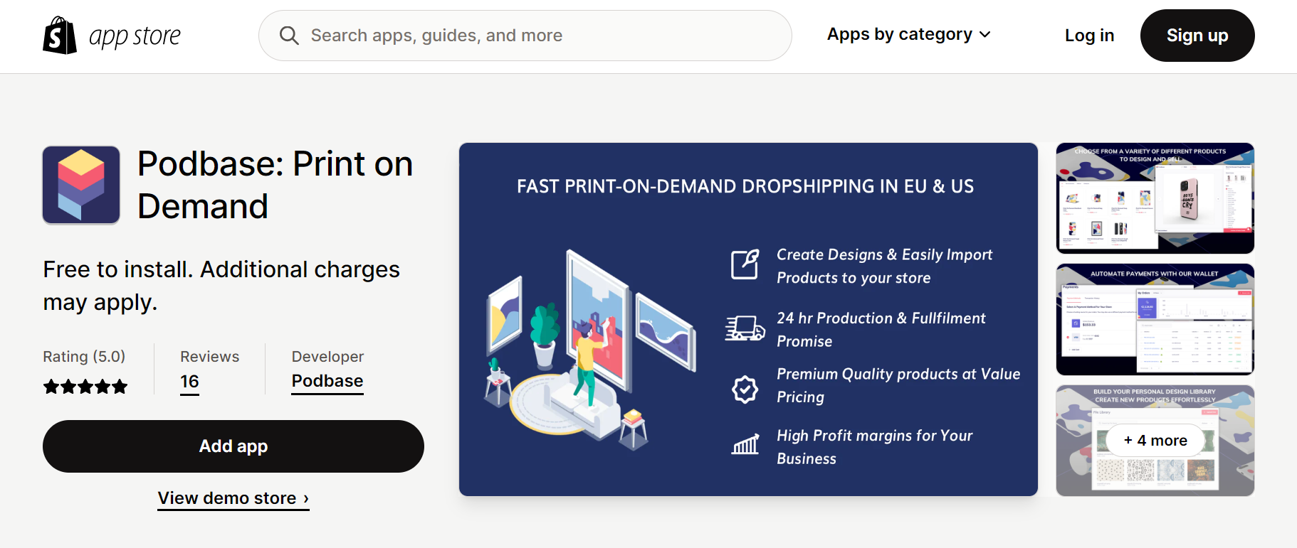best shopify print on demand apps - podbase