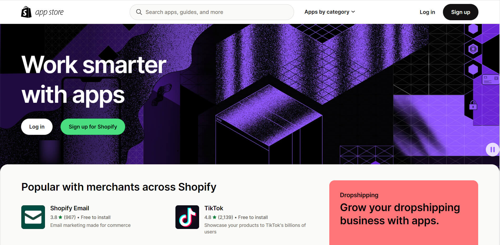 Shopify app store page