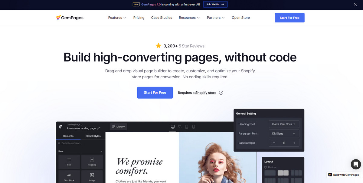 shopify landing page builder - gempages