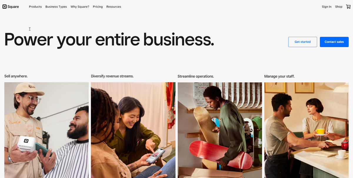 shopify vs square - square homepage