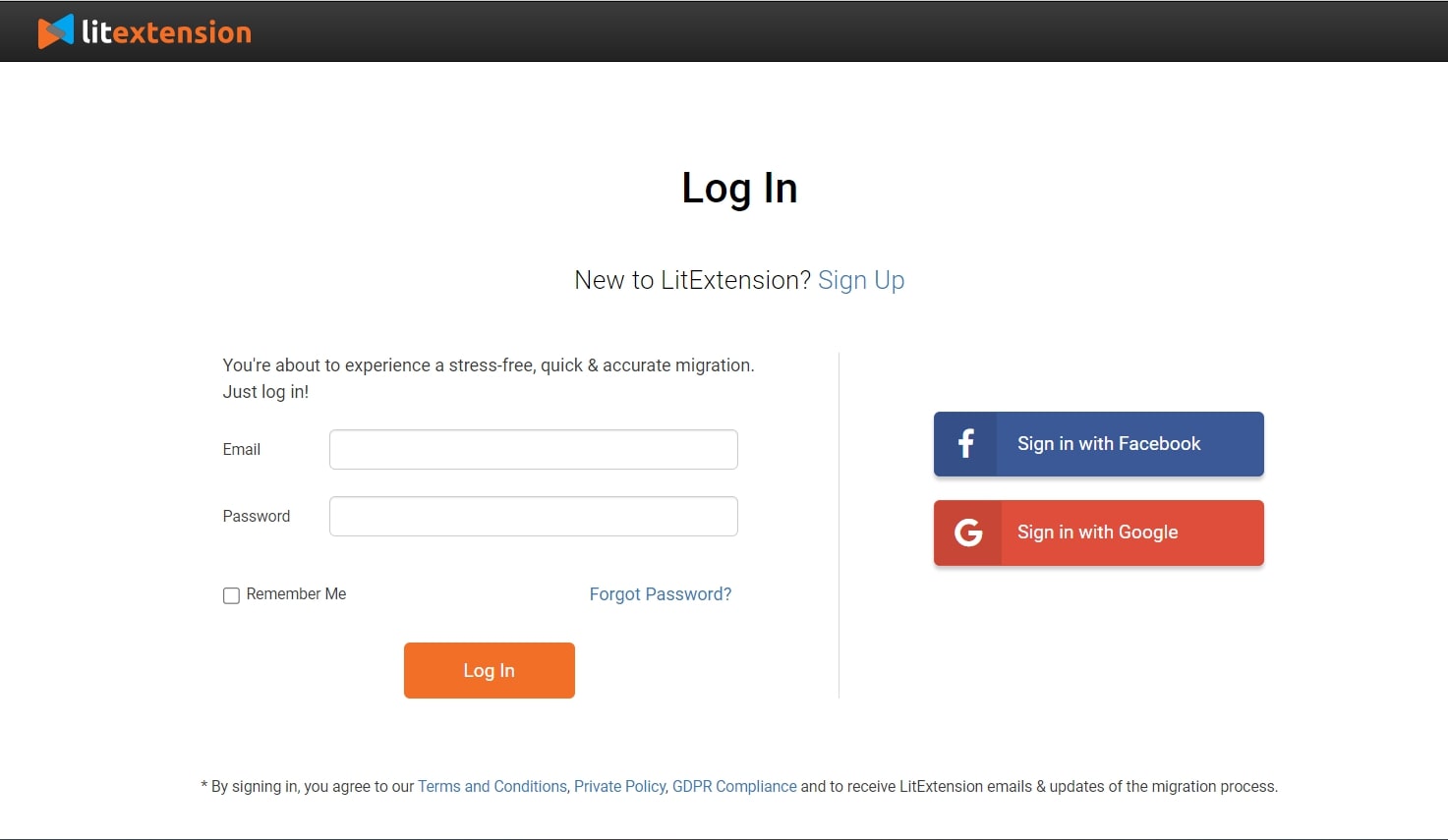 woocommerce to shopify - sign up for litextension account