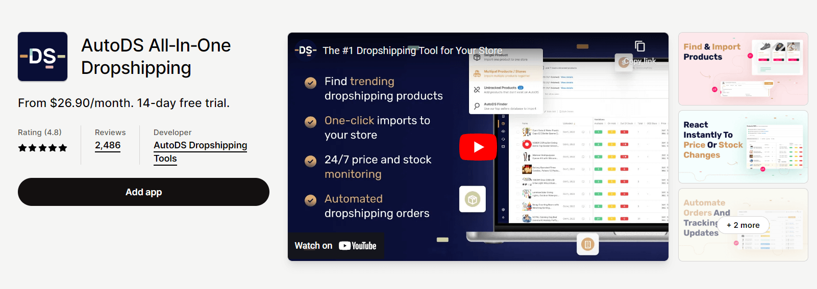 Shopify dropshipping apps - AutoDS