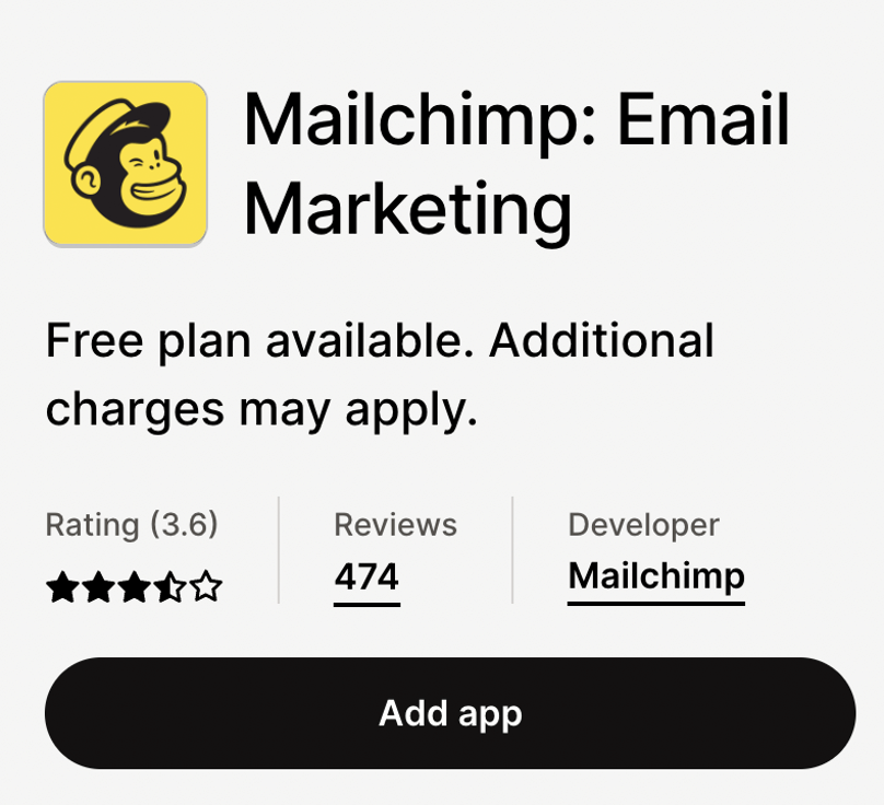 Add Mailchimp to Shopify store