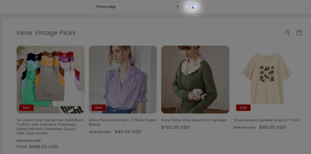 Preview inspector button in Shopify Theme Editor