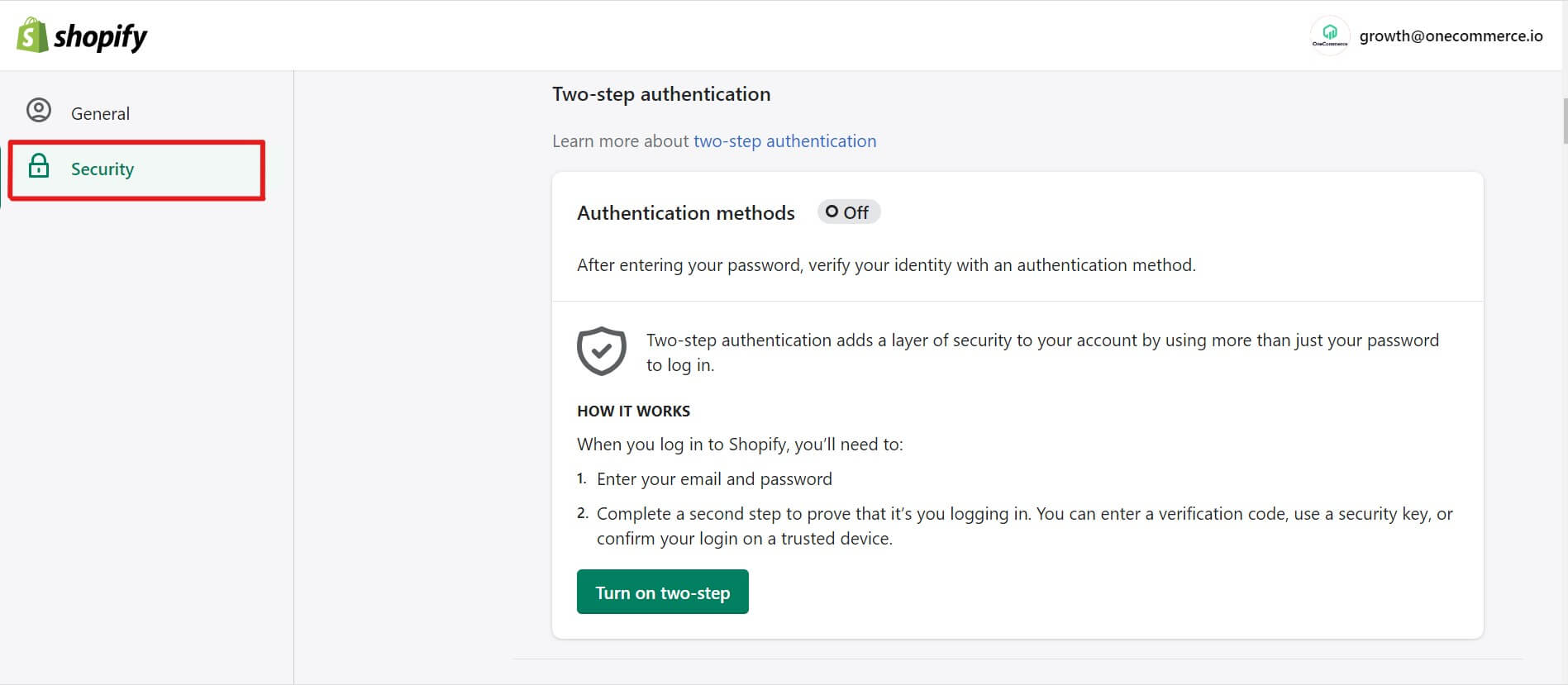 Shopify security tools - Google Authenticator