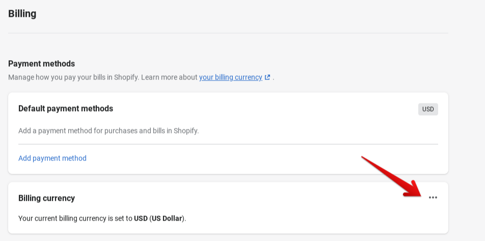 How To Change Currency On Shopify - Access Billing Currency