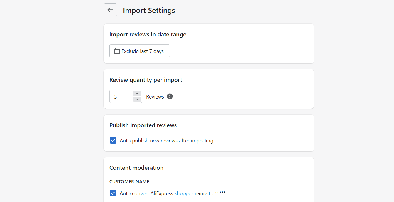 Check Import Settings before importing to match the reviews with your filter