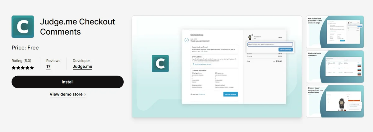 Checkout-Comments-by-Judge.me - shopify checkout apps